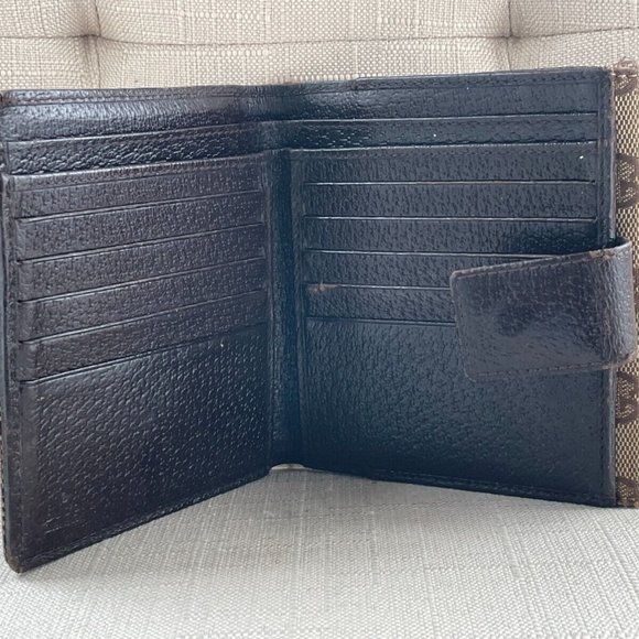 Gucci Women Wallet Card Holder Billfold Brown Leather GG Canvas Made in Italy - Picture 3 of 12